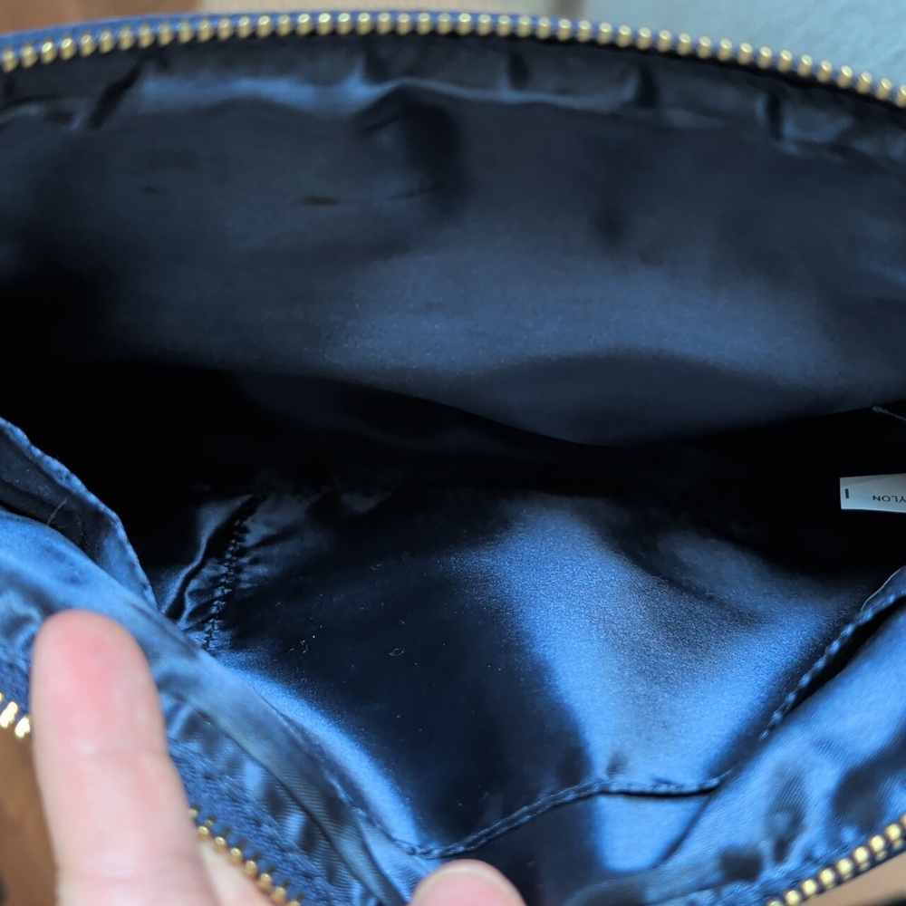 Joy & Iman Blue Leather & Velvet Clutch With Gold Hardware - Picture 5 of 5